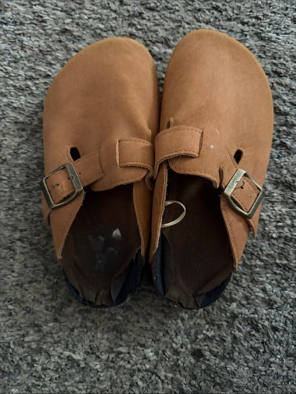 Fashion Nova Kids Tan Suede Buckle Clog Sandals